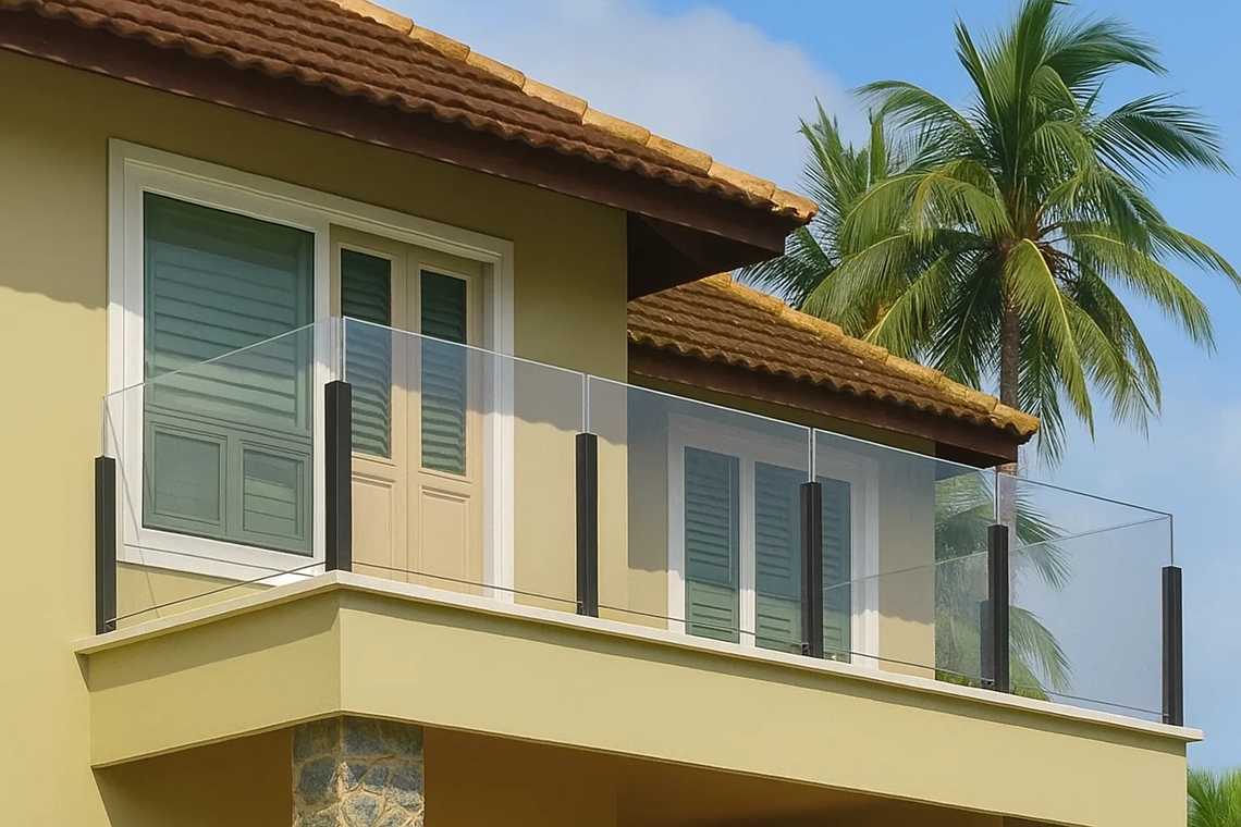 Polycarbonate balustrade installation detail