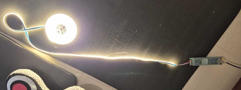 Completed installation with LED strip illuminated