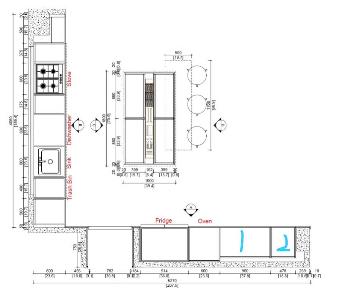 kitchen floorplan layout with dimensions
