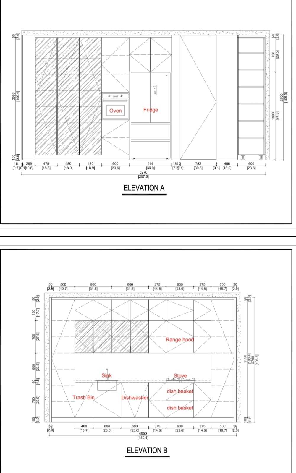 detailed cabinet section drawings